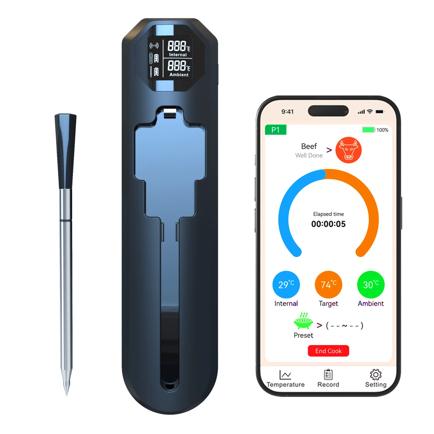 820FT Smart Wireless Meat Thermometer